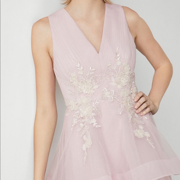 Bcbgmaxazria Womens Embroidered Tulle Cocktail Dress - Lavender Mist - 10